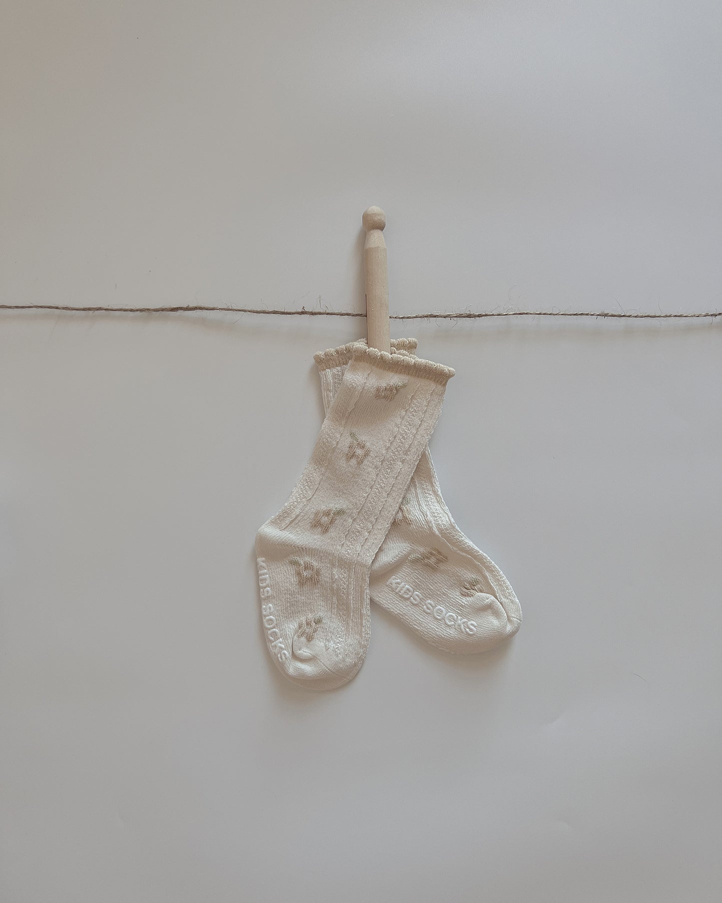 Marga Embroidered Socks - Cream