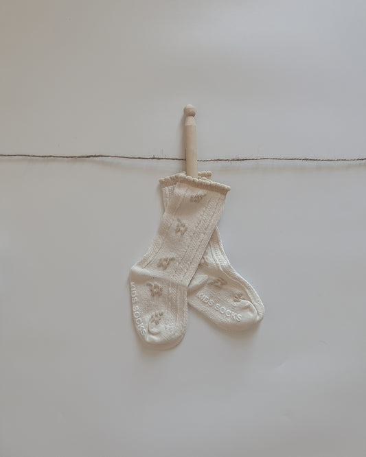 Marga Embroidered Socks - Cream