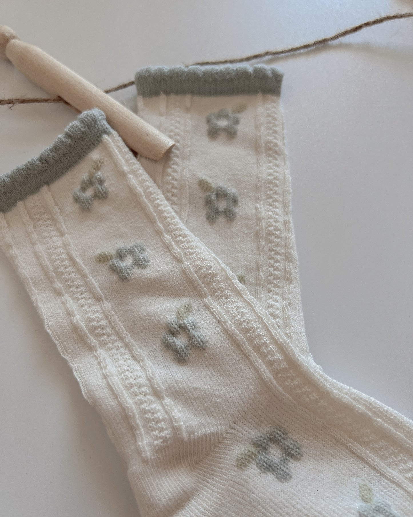 Marga Embroidered Socks - Sky