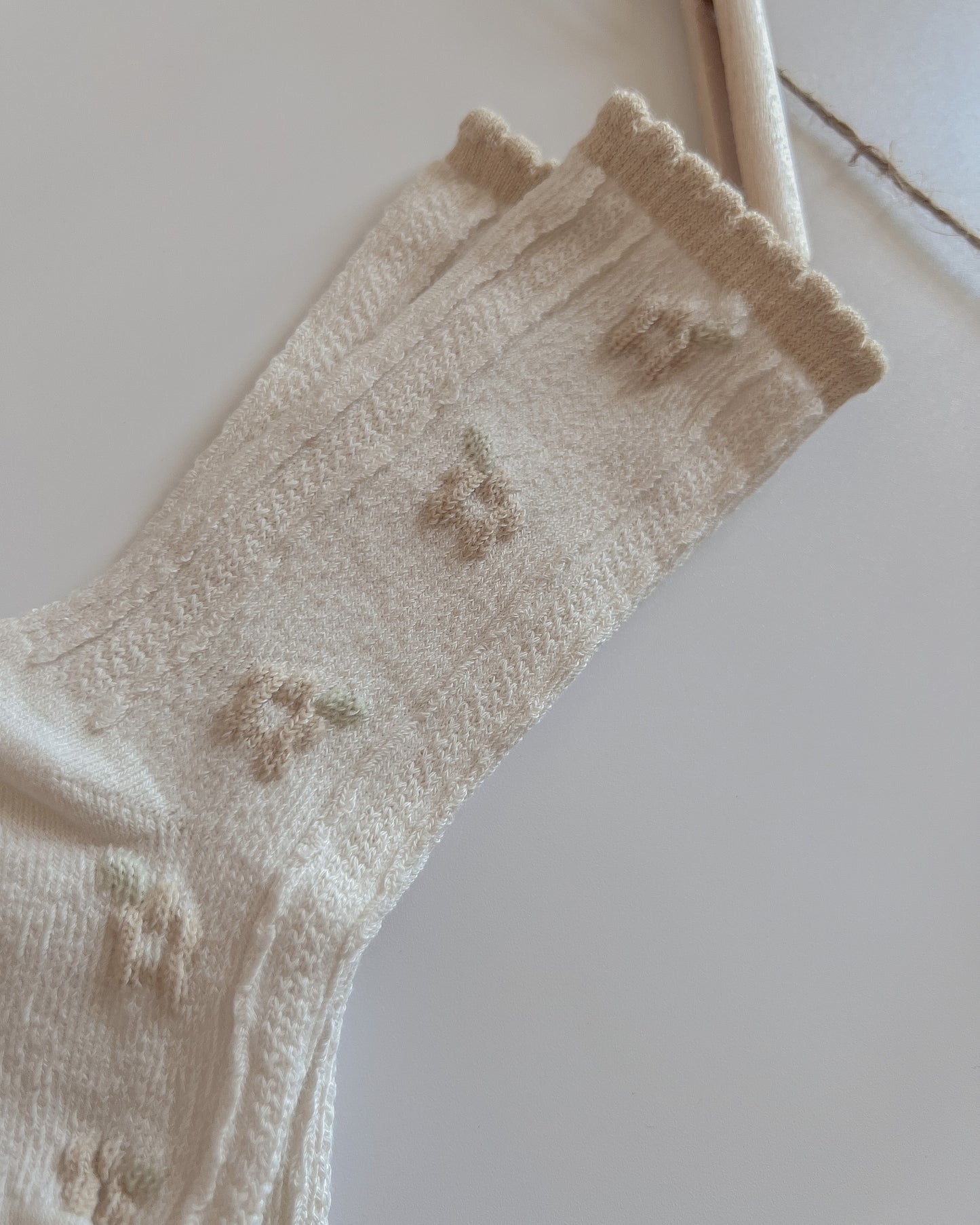 Marga Embroidered Socks - Cream