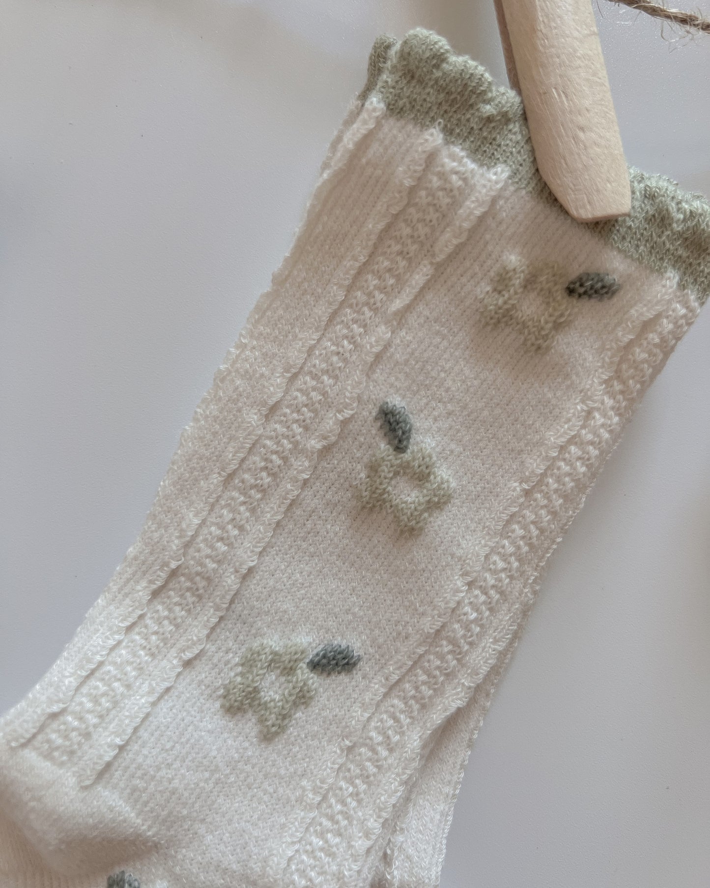 Marga Embroidered Socks - Sage