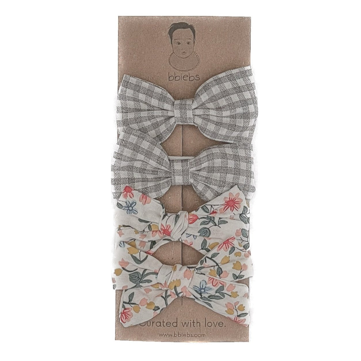 Carmen Clip Set - Gray Plaid and Floral